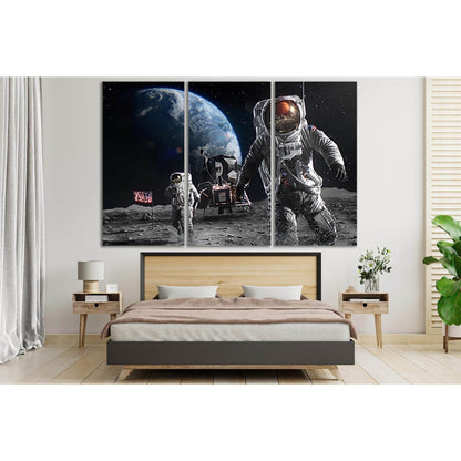 Astronauts Landing On The Moon №SL420 Ready to Hang Canvas Print - Zellart Canvas Prints 0new, ALL_Products, Astronomy & Space Canvas Wall Art