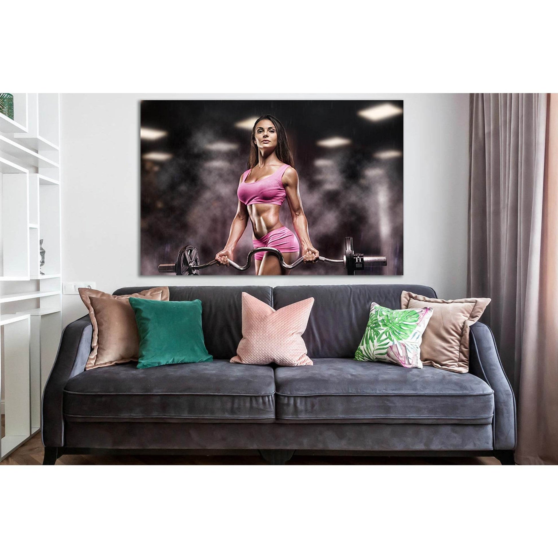 Athletic Girl With A Barbell №SL906 Ready to Hang Canvas Print - Zellart Canvas Prints 0new, ALL_Products, Sports & Motivation
