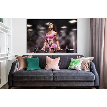Athletic Girl With A Barbell №SL906 Ready to Hang Canvas Print - Zellart Canvas Prints 0new, ALL_Products, Sports & Motivation