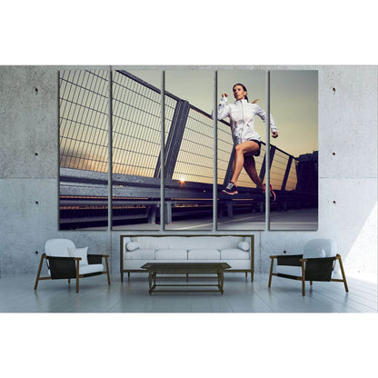 Athletic woman running during sunset on rooftop of parking, garage №3255 Ready to Hang Canvas PrintCanvas art arrives ready to hang, with hanging accessories included and no additional framing required. Every canvas print is hand-crafted, made on-demand a