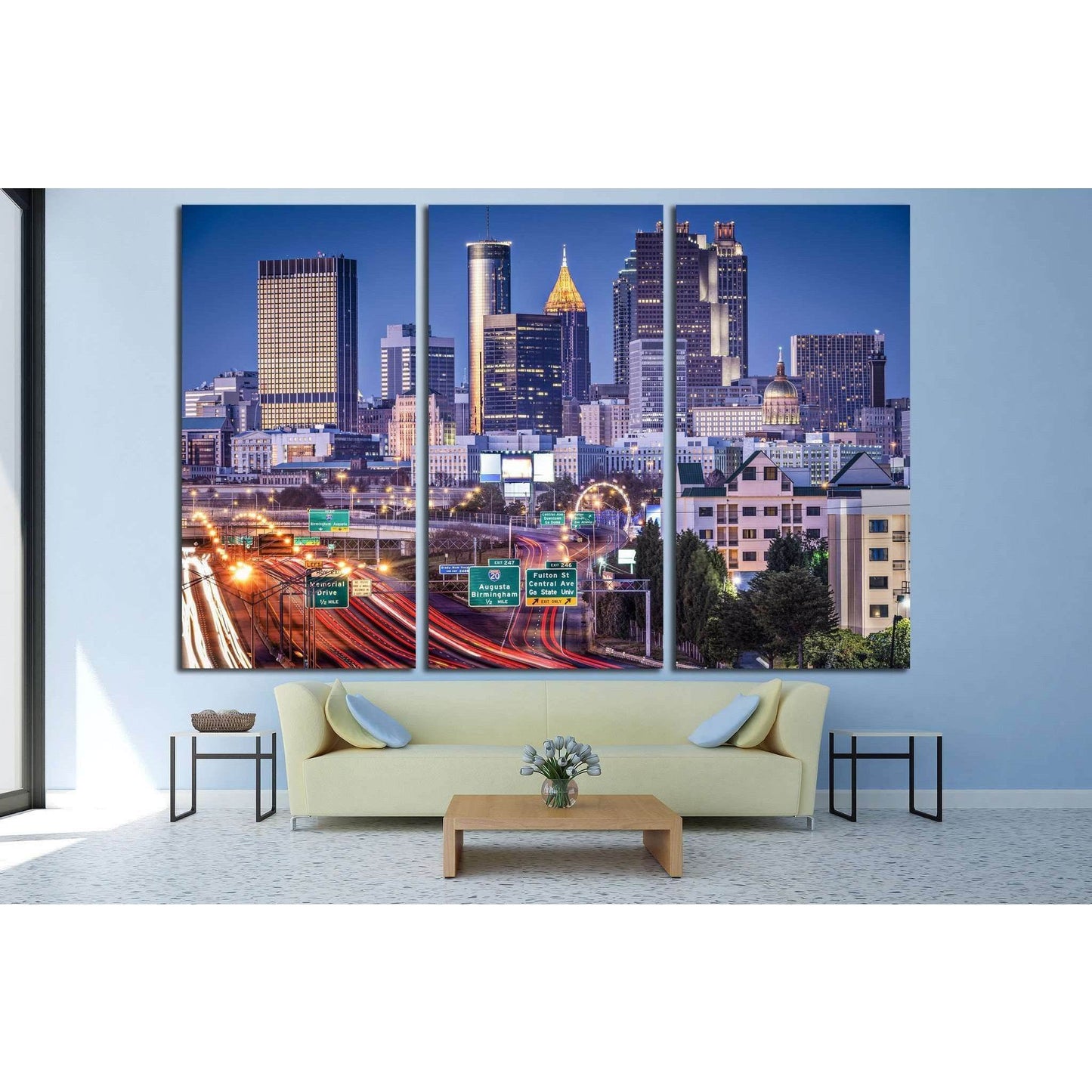 Atlanta, Georgia, USA twilight rush hour №1628 Ready to Hang Canvas Print - Zellart Canvas Prints ALL_Products, s-1628