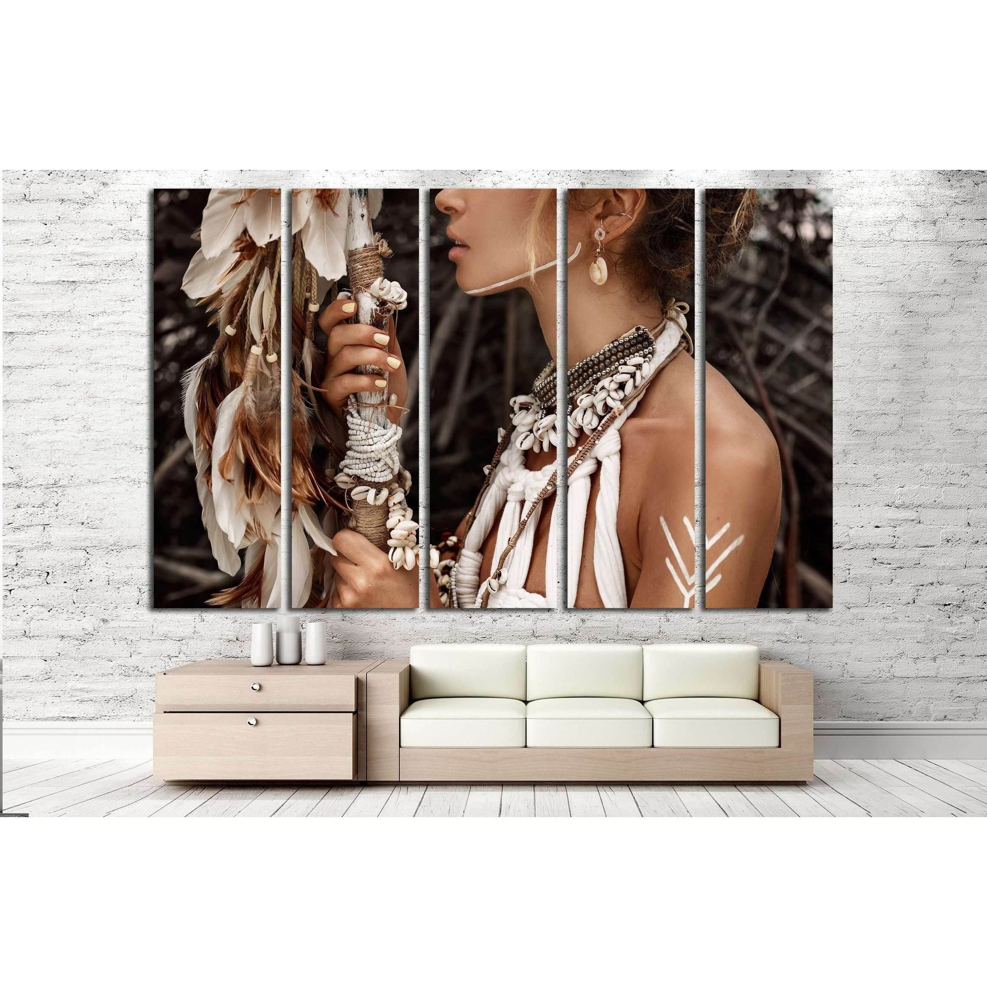 Attractive wild boho woman close up portrait №2767 Ready to Hang Canvas PrintCanvas art arrives ready to hang, with hanging accessories included and no additional framing required. Every canvas print is hand-crafted, made on-demand at our workshop and exp