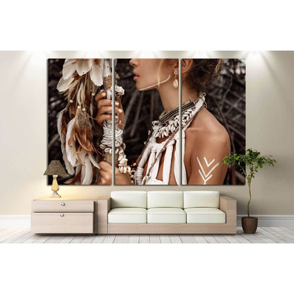 Attractive wild boho woman close up portrait №2767 Ready to Hang Canvas PrintCanvas art arrives ready to hang, with hanging accessories included and no additional framing required. Every canvas print is hand-crafted, made on-demand at our workshop and exp
