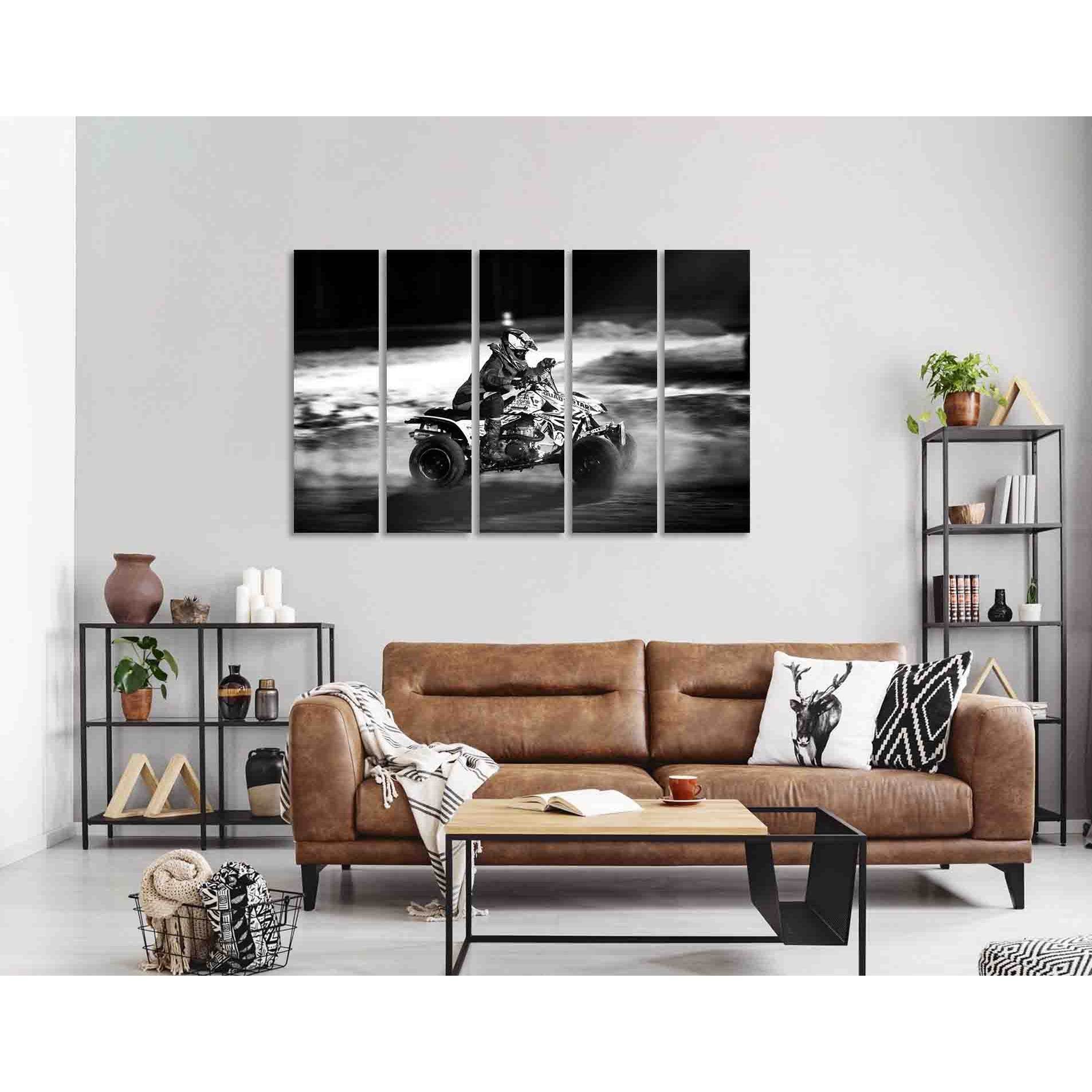 ATV racing №D2816 Ready to Hang Canvas Print - Zellart Canvas Prints 0new, ALL_Products, Black & White Wall Art