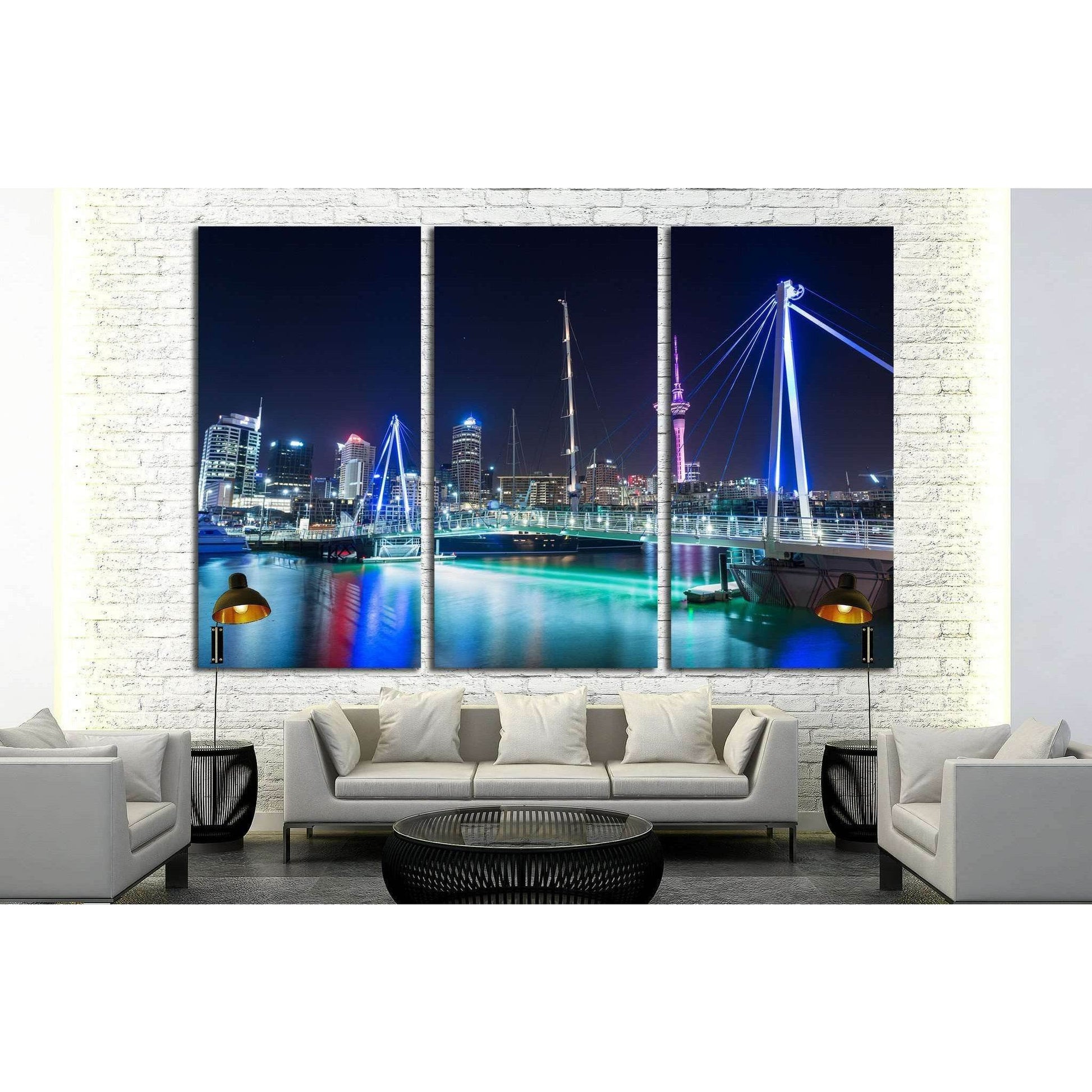 Auckland City and Sky Tower at Night, Auckland, New Zealand №1639 Ready to Hang Canvas Print - Zellart Canvas Prints ALL_Products, s-1639