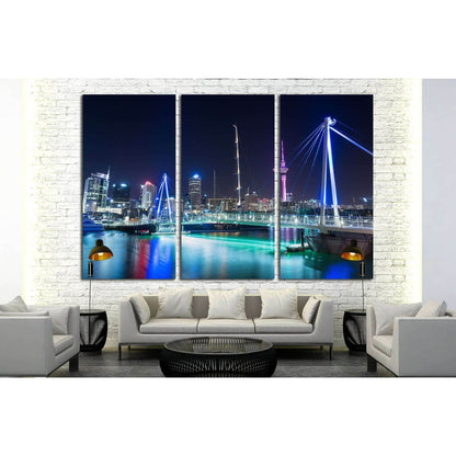 Auckland City and Sky Tower at Night, Auckland, New Zealand №1639 Ready to Hang Canvas Print - Zellart Canvas Prints ALL_Products, s-1639