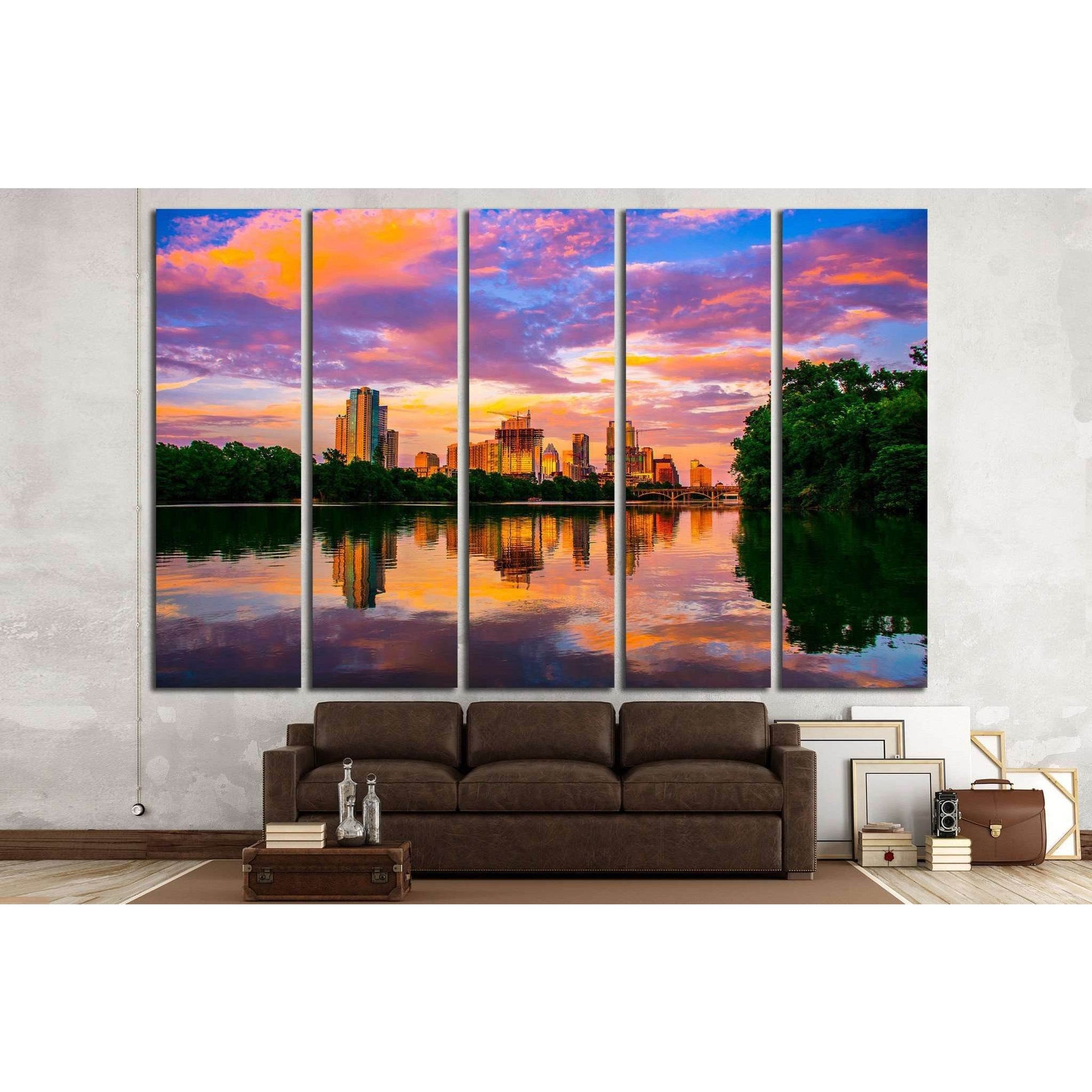 Austin, Texas Sunset №1096 Ready to Hang Canvas PrintCanvas art arrives ready to hang, with hanging accessories included and no additional framing required. Every canvas print is hand-crafted, made on-demand at our workshop and expertly stretched around 1