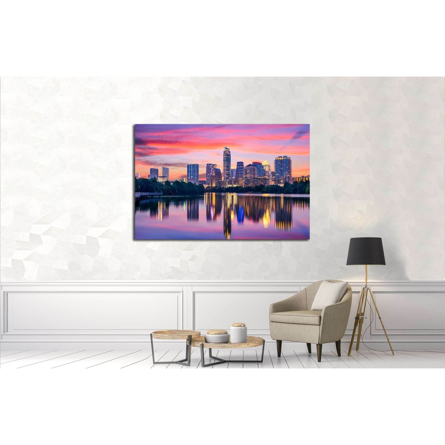 Austin, Texas, USA skyline on the Colorado River №2983 Ready to Hang Canvas Print - Zellart Canvas Prints ALL_Products, s-2983
