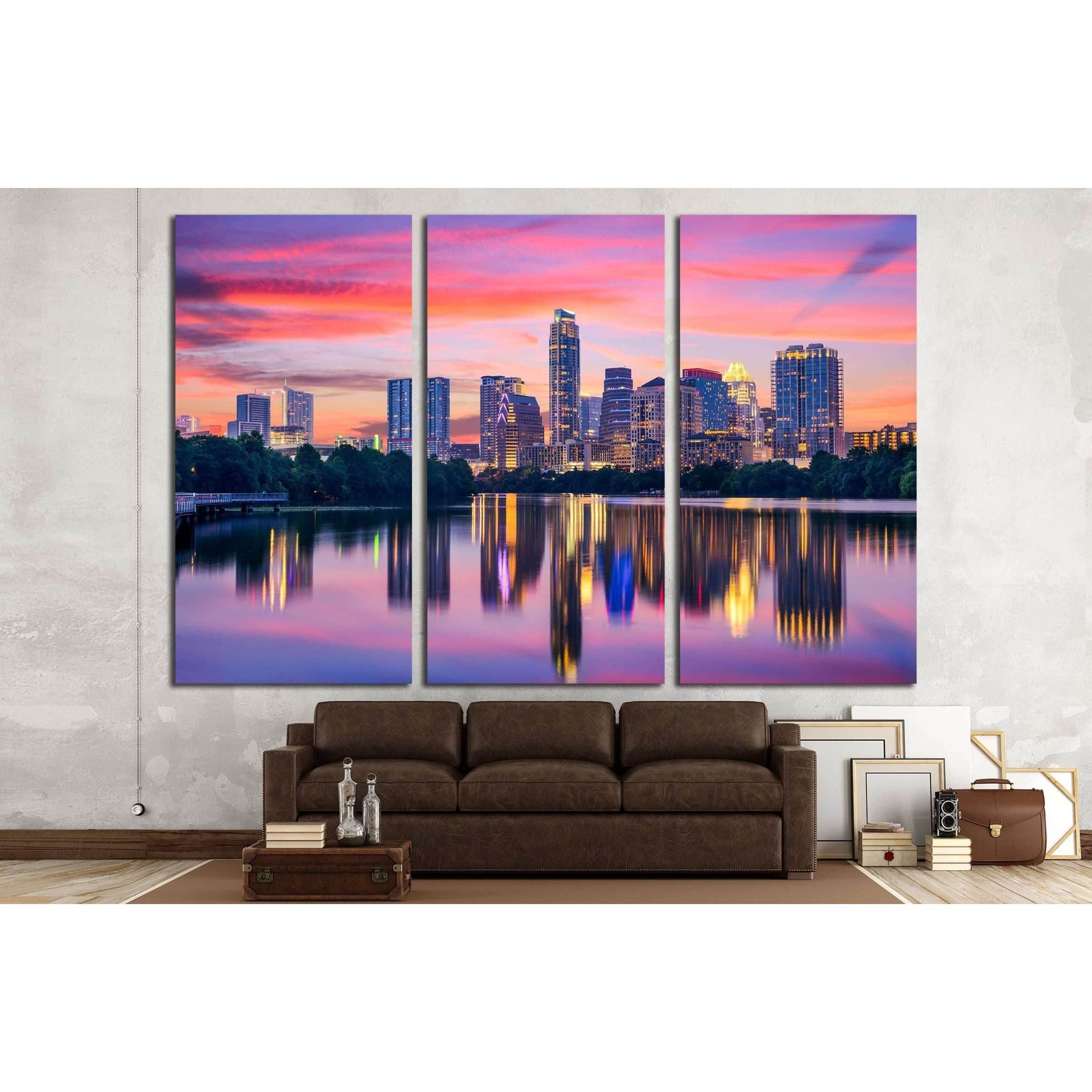 Austin, Texas, USA skyline on the Colorado River №2983 Ready to Hang Canvas Print - Zellart Canvas Prints ALL_Products, s-2983