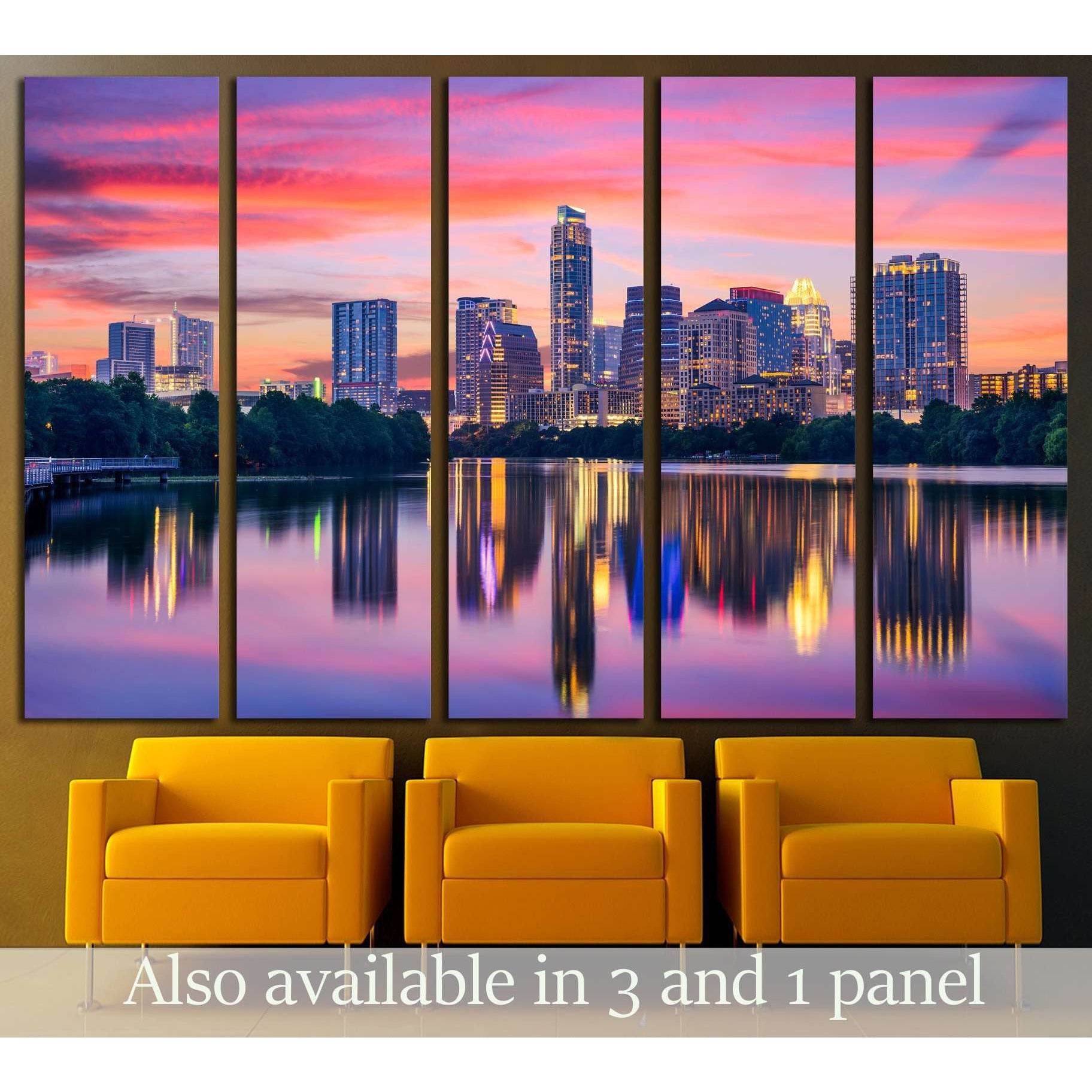Austin, Texas, USA skyline on the Colorado River №2983 Ready to Hang Canvas Print - Zellart Canvas Prints ALL_Products, s-2983