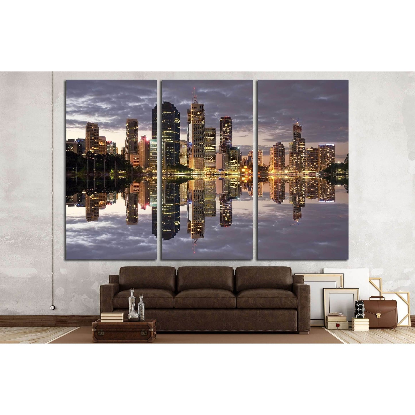 Australia Brisbane City Night №2239 Ready to Hang Canvas Print - Zellart Canvas Prints ALL_Products, s-2239