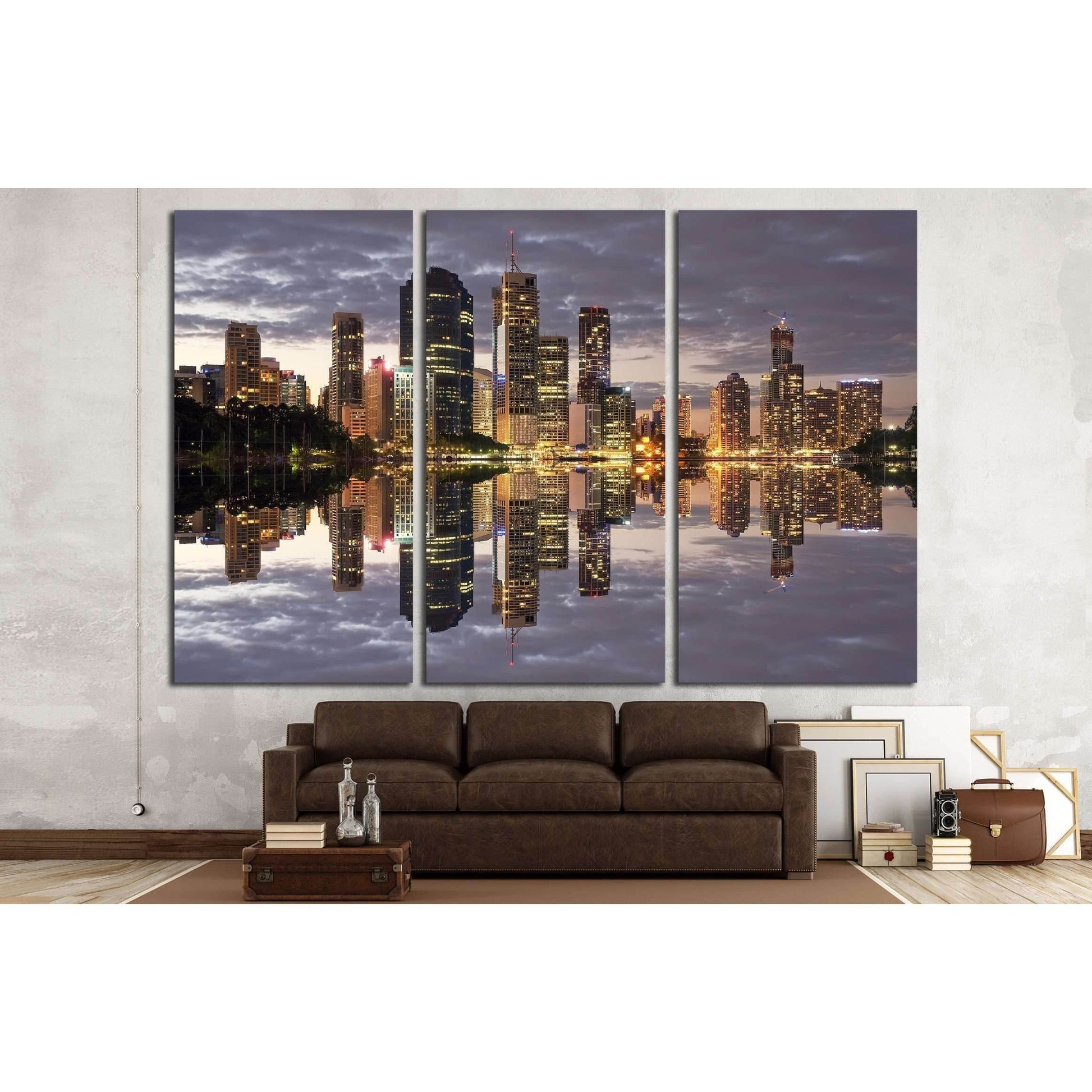 Australia Brisbane City Night №2239 Ready to Hang Canvas Print - Zellart Canvas Prints ALL_Products, s-2239