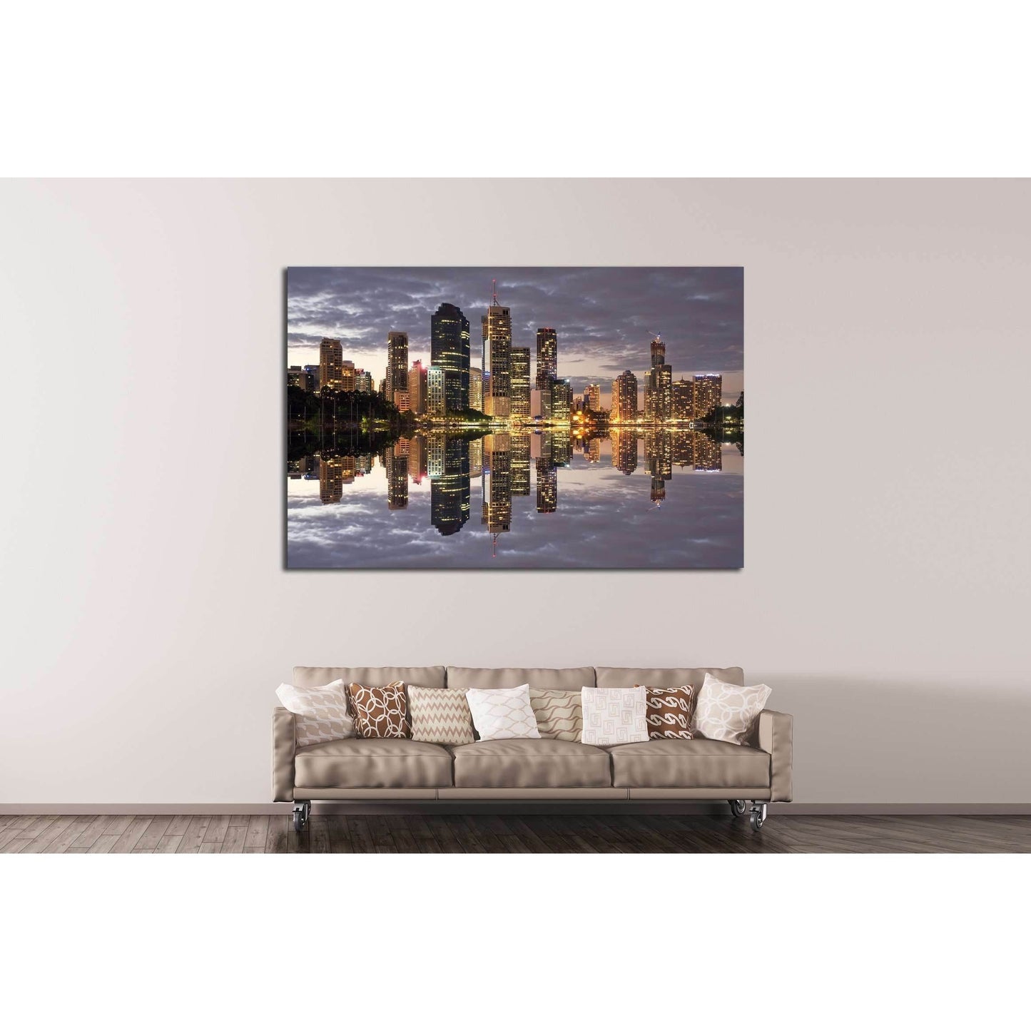 Australia Brisbane City Night №2239 Ready to Hang Canvas Print - Zellart Canvas Prints ALL_Products, s-2239