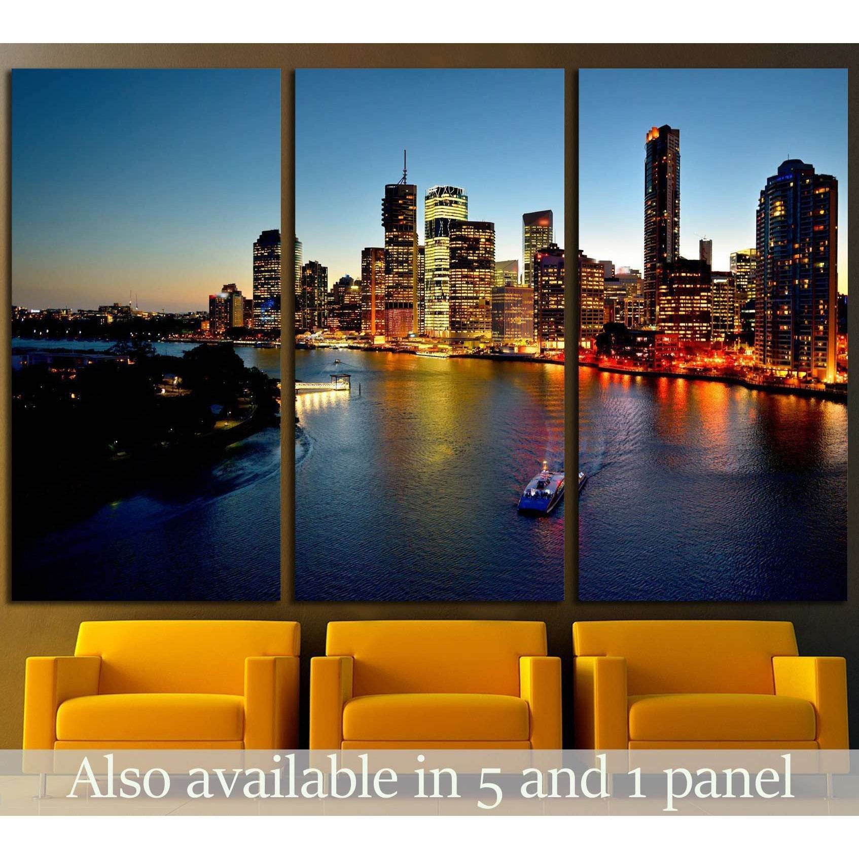 Australian Landscape Brisbane Riverside viewed from Story Bridge №1724 Ready to Hang Canvas Print - Zellart Canvas Prints ALL_Products, s-1724