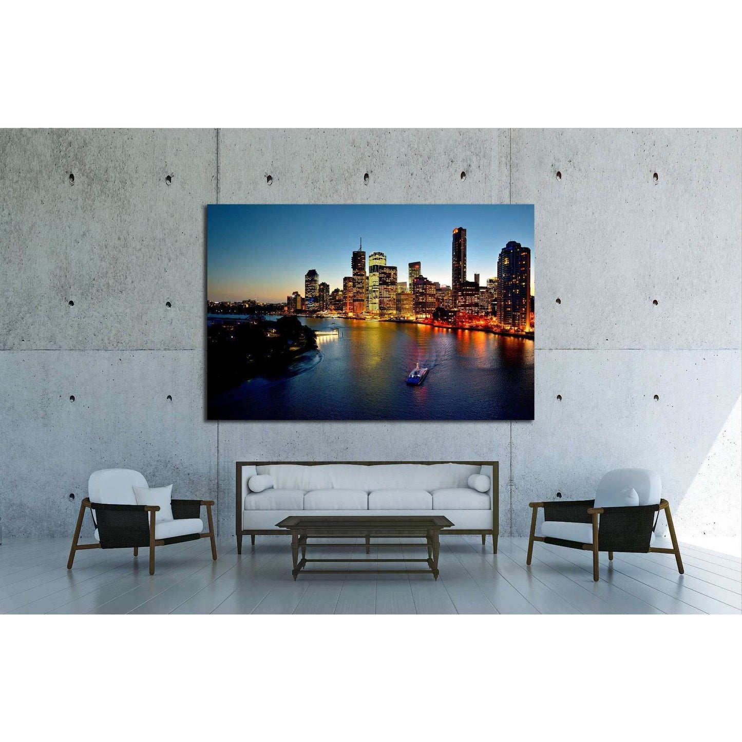 Australian Landscape Brisbane Riverside viewed from Story Bridge №1724 Ready to Hang Canvas Print - Zellart Canvas Prints ALL_Products, s-1724