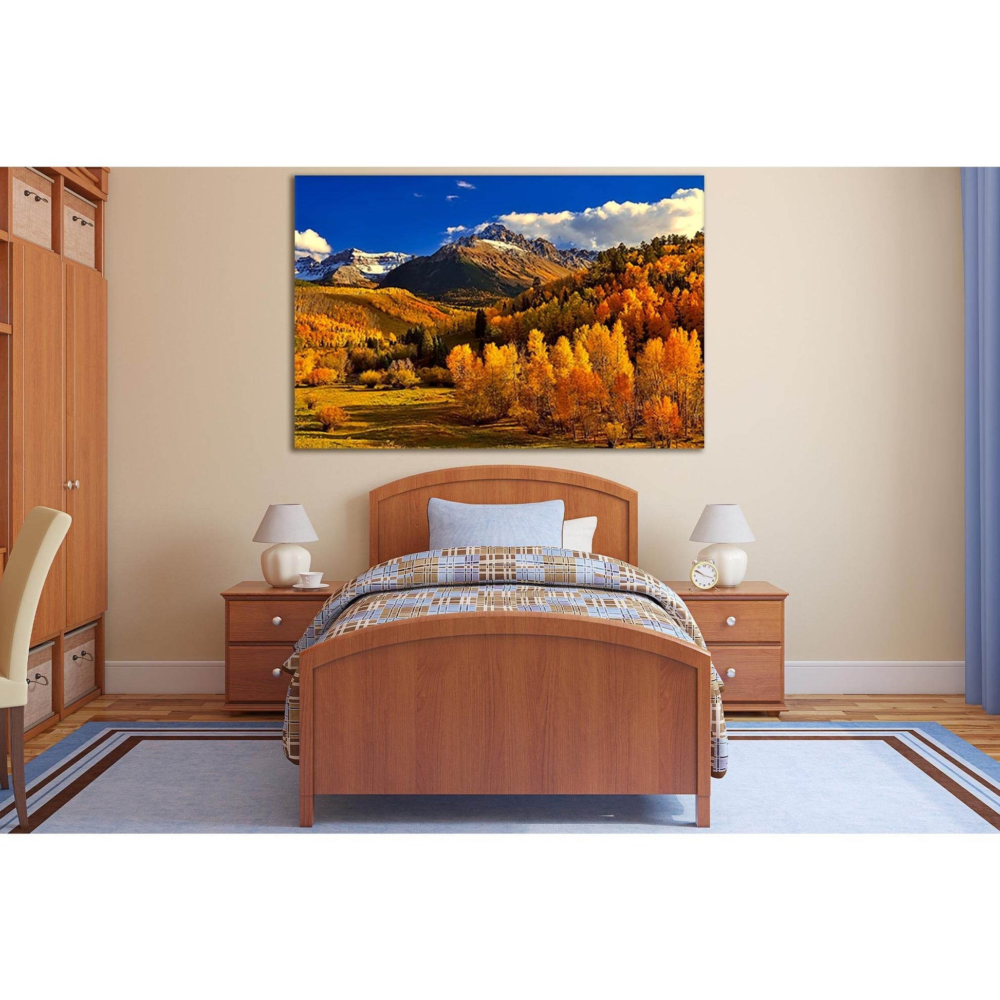 Autumn In The Mountains №SL620 Ready to Hang Canvas Print - Zellart Canvas Prints 0new, ALL_Products, Autumn Wall Art, Mountains Wall Art