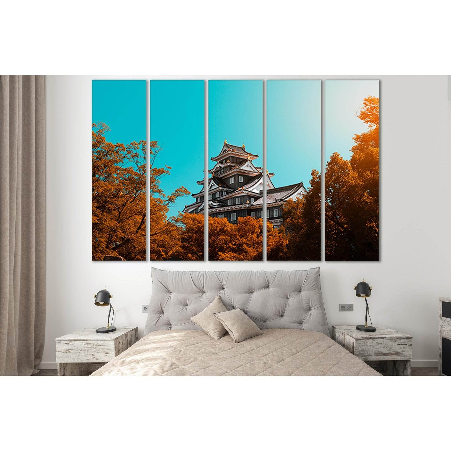 Autumn Okayama Castle №SL621 Ready to Hang Canvas Print - Zellart Canvas Prints 0new, ALL_Products, Autumn Wall Art