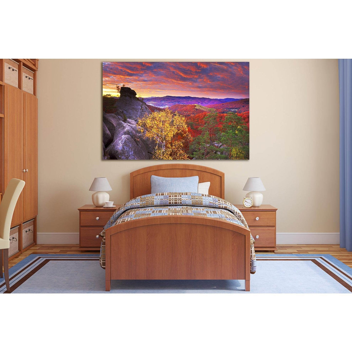 Autumn Sky Evening Carpathians №SL641 Ready to Hang Canvas Print - Zellart Canvas Prints 0new, ALL_Products, Autumn Wall Art