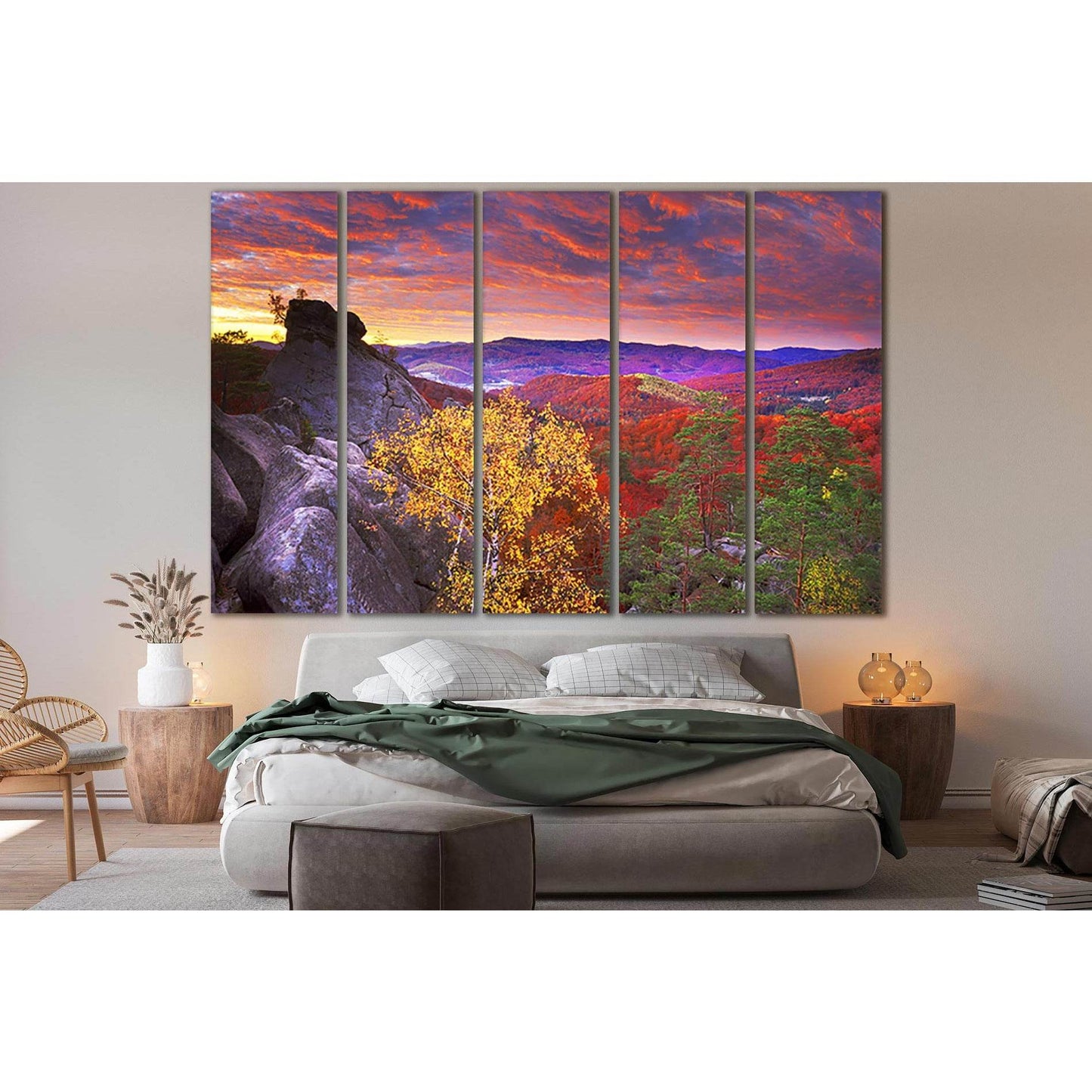 Autumn Sky Evening Carpathians №SL641 Ready to Hang Canvas Print - Zellart Canvas Prints 0new, ALL_Products, Autumn Wall Art