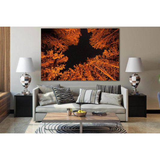 Autumn Trees At Night №SL1068 Ready to Hang Canvas Print - Zellart Canvas Prints 0new, ALL_Products, Trees Wall Art