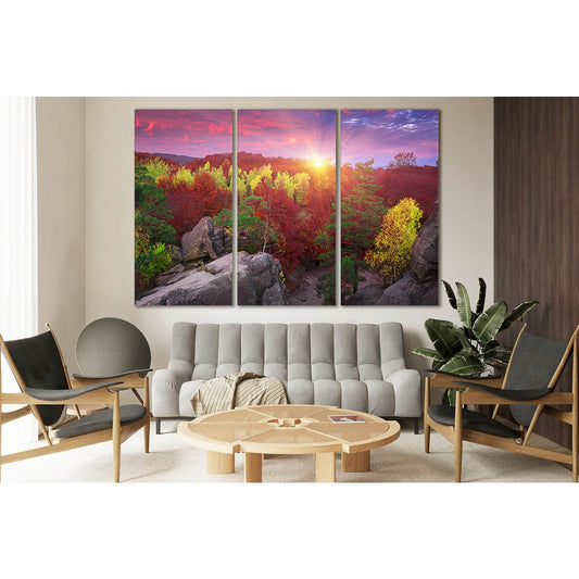 Autumn Trees At Sunrise №SL281 Ready to Hang Canvas Print - Zellart Canvas Prints 0new, ALL_Products, SUNRISE & SUNSET WALL ART