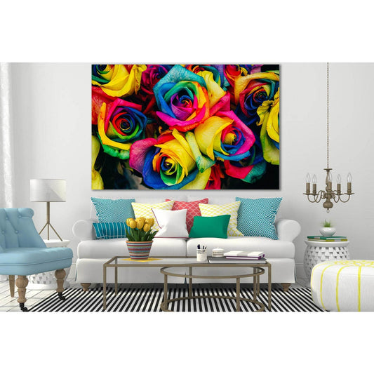 Background Of Colored Roses №SL700 Ready to Hang Canvas Print - Zellart Canvas Prints 0new, ALL_Products, Floral & Botanical Wall Art