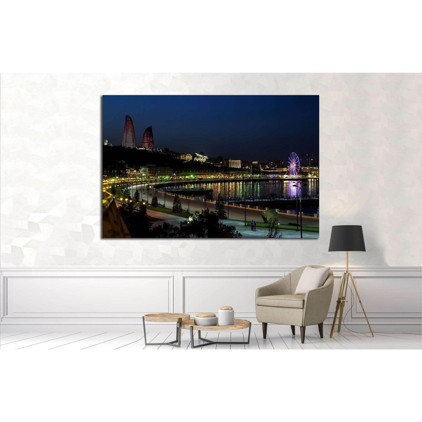 Baku Night old city №1569 Ready to Hang Canvas Print - Zellart Canvas Prints ALL_Products, s-1569