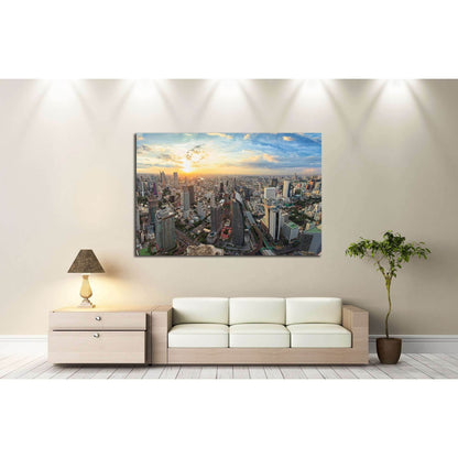 Bangkok panorama, cityscape sunset view №2292 Ready to Hang Canvas Print - Zellart Canvas Prints ALL_Products, s-2292