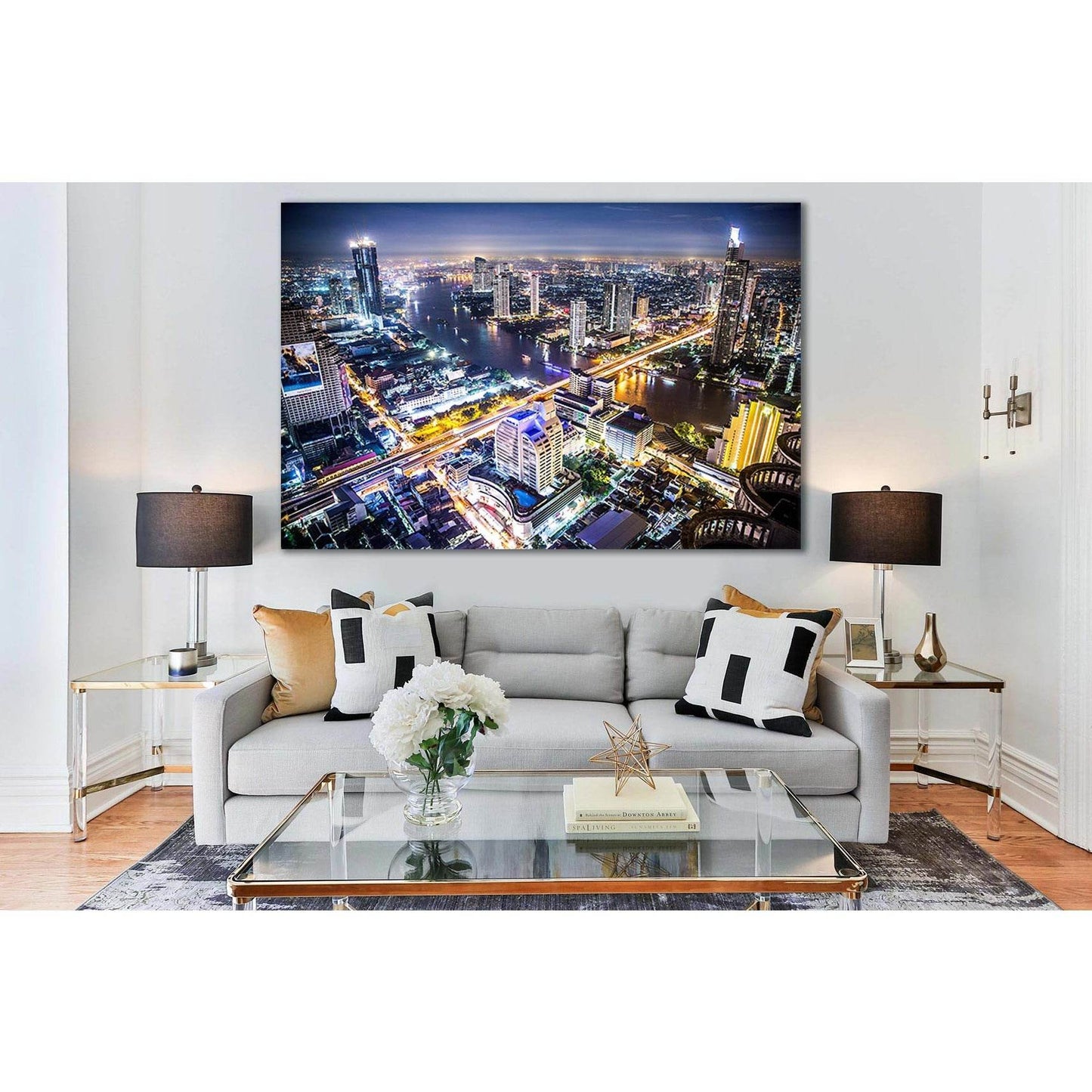 Bangkok Skyline №SL331 Ready to Hang Canvas Print - Zellart Canvas Prints 0new, ALL_Products, Cityscapes & Skylines