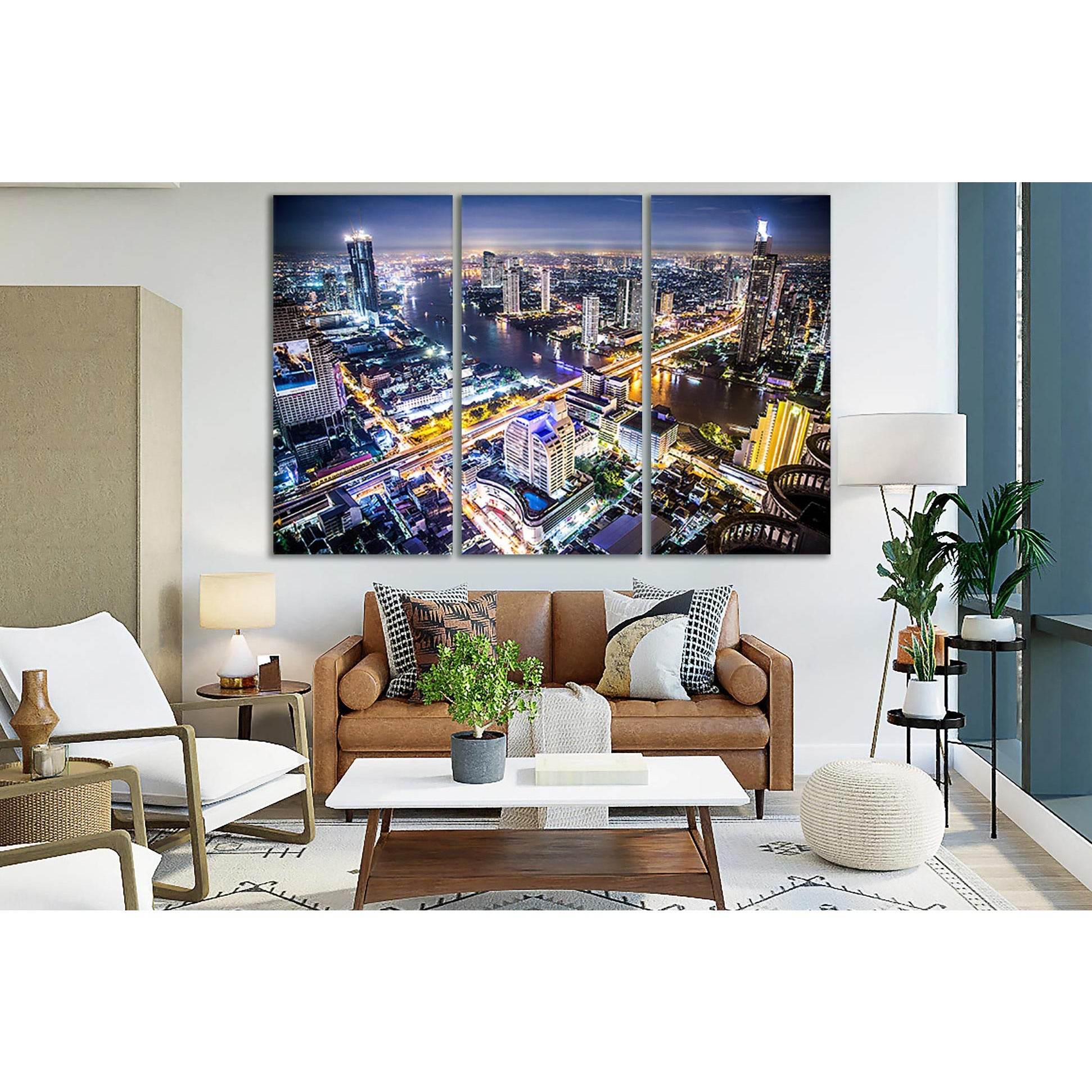 Bangkok Skyline №SL331 Ready to Hang Canvas Print - Zellart Canvas Prints 0new, ALL_Products, Cityscapes & Skylines