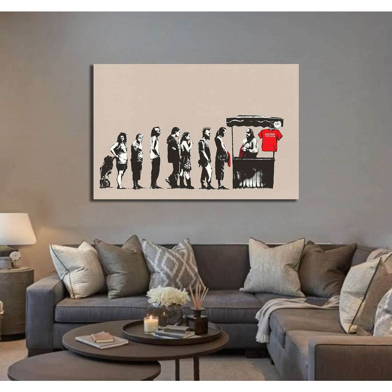 Banksy festival destroy capitalism - Canvas print - Zellart Canvas Prints 000Negative, 6023, ALL_Products, Negative