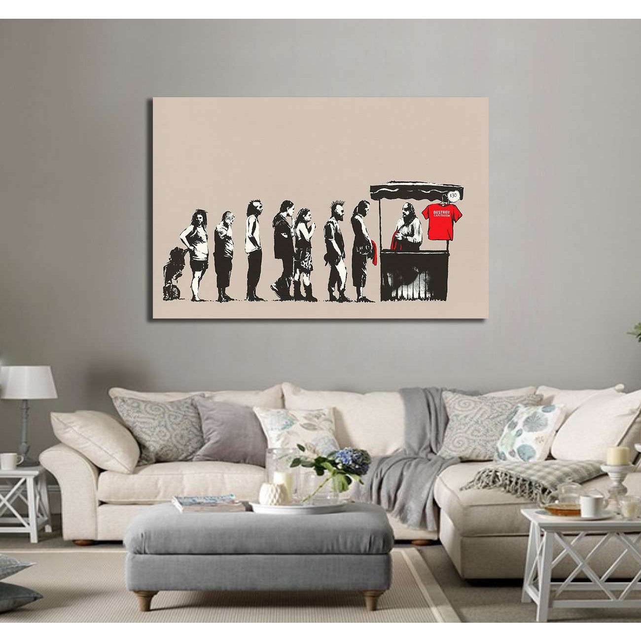 Banksy festival destroy capitalism - Canvas print - Zellart Canvas Prints 000Negative, 6023, ALL_Products, Negative