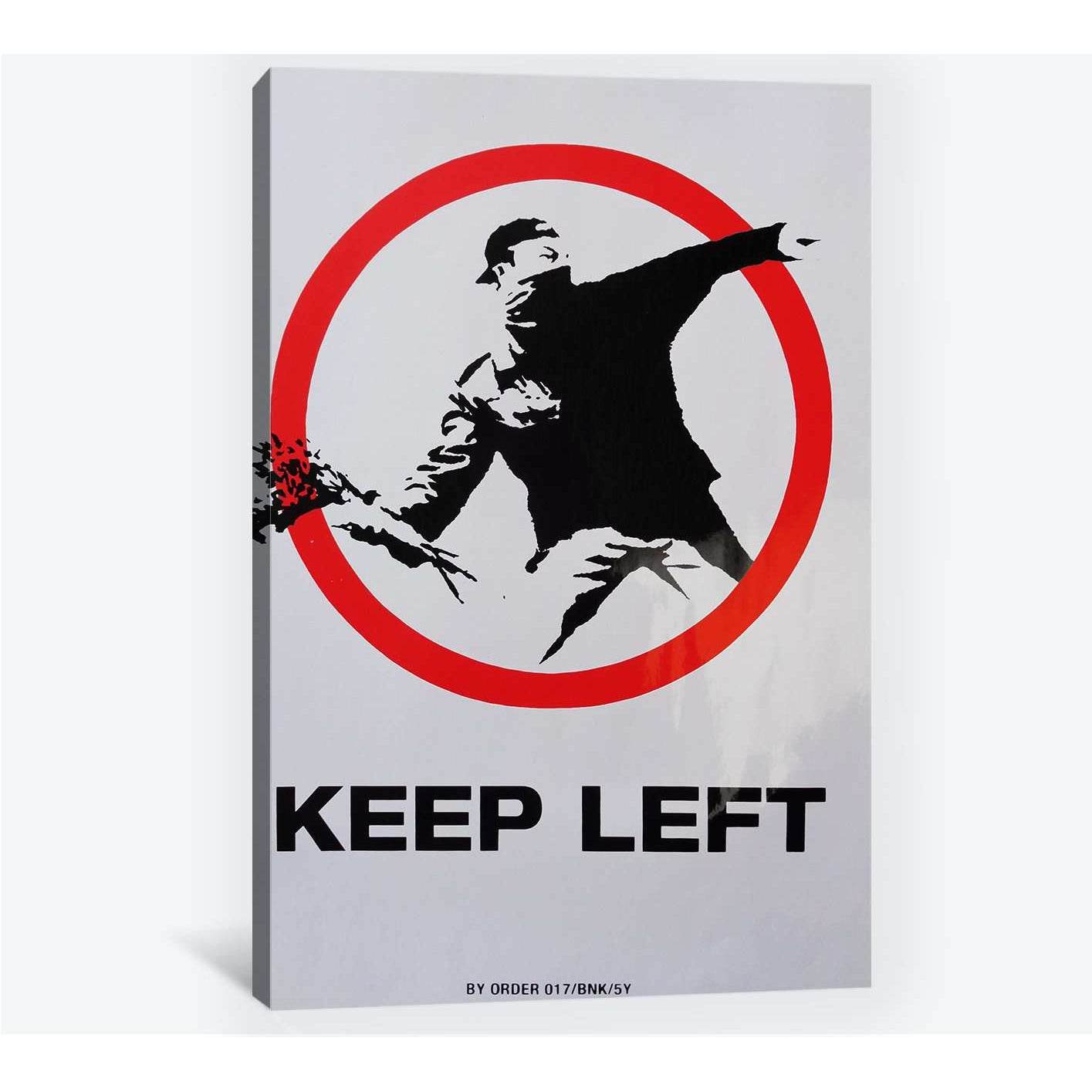 Banksy keep left - Ready to Hang Canvas Print - Zellart Canvas Prints 000Negative, 6020, ALL_Products