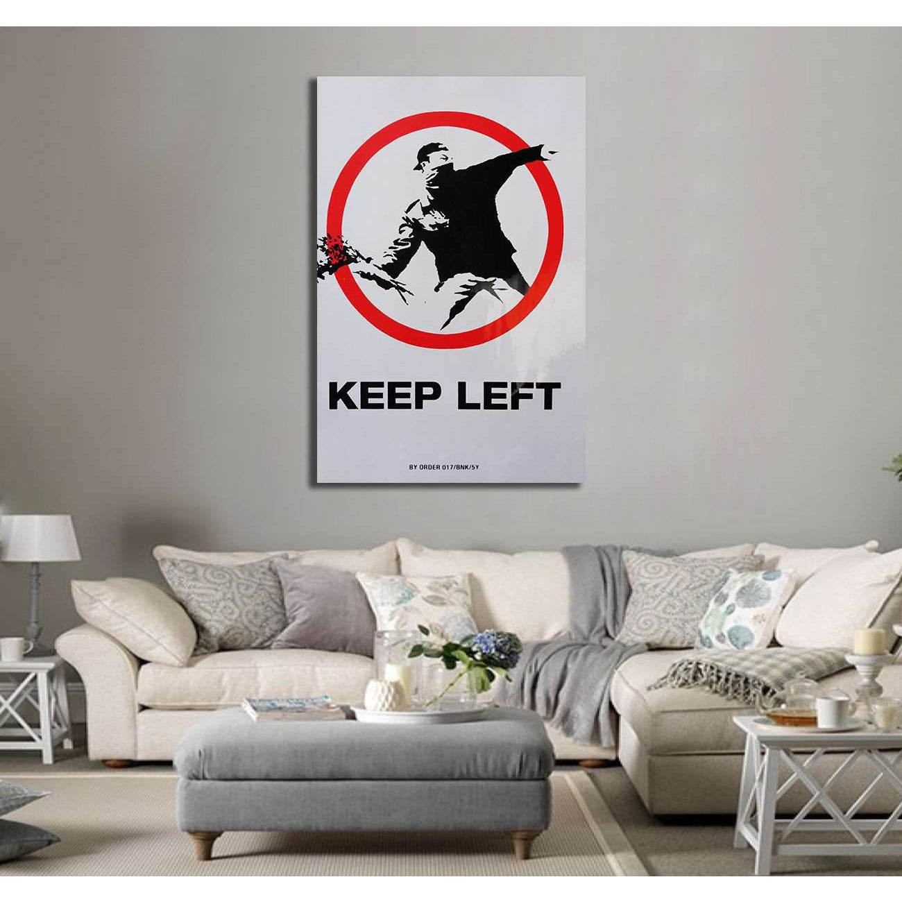 Banksy keep left - Ready to Hang Canvas Print - Zellart Canvas Prints 000Negative, 6020, ALL_Products