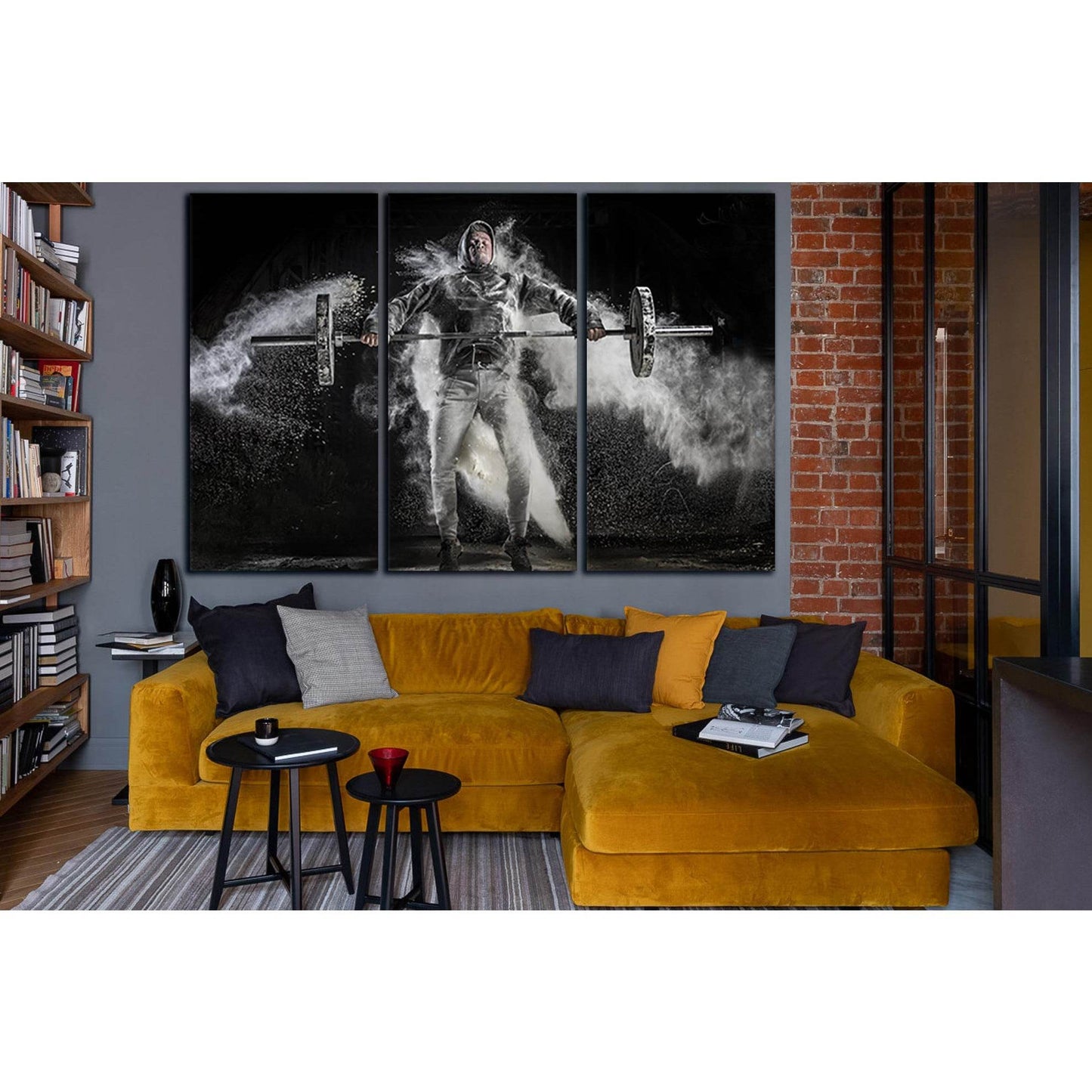 Barbell Man On Black Background №SL937 Ready to Hang Canvas Print - Zellart Canvas Prints 0new, ALL_Products, Sports & Motivation