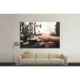 Barista Cafe Making Coffee №1448 Ready to Hang Canvas Print