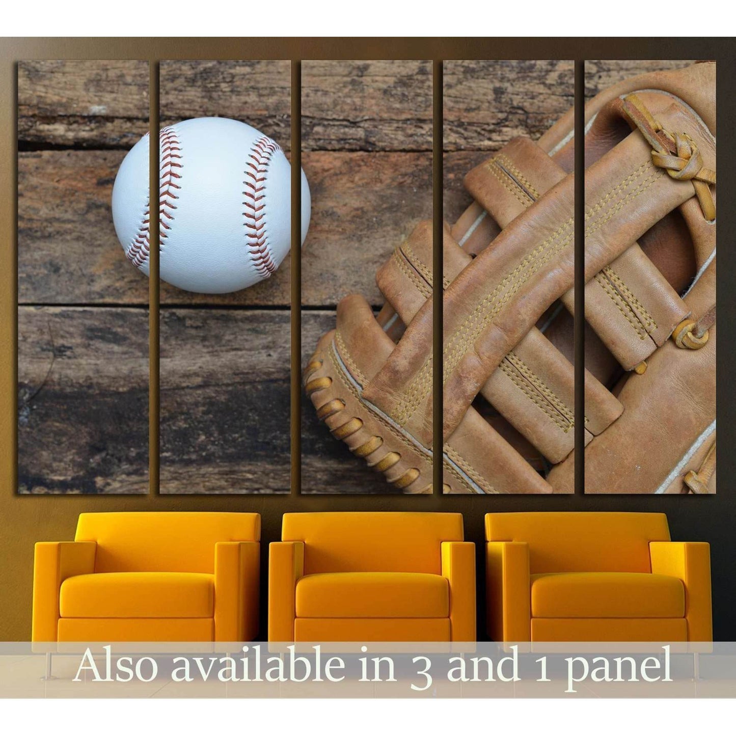 Baseball ball on wooden background №2131 Ready to Hang Canvas Print - Zellart Canvas Prints ALL_Products, s-2131