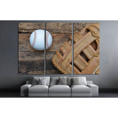 Baseball ball on wooden background №2131 Ready to Hang Canvas Print - Zellart Canvas Prints ALL_Products, s-2131