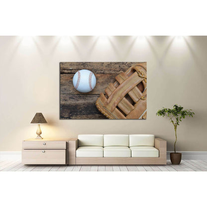 Baseball ball on wooden background №2131 Ready to Hang Canvas Print - Zellart Canvas Prints ALL_Products, s-2131