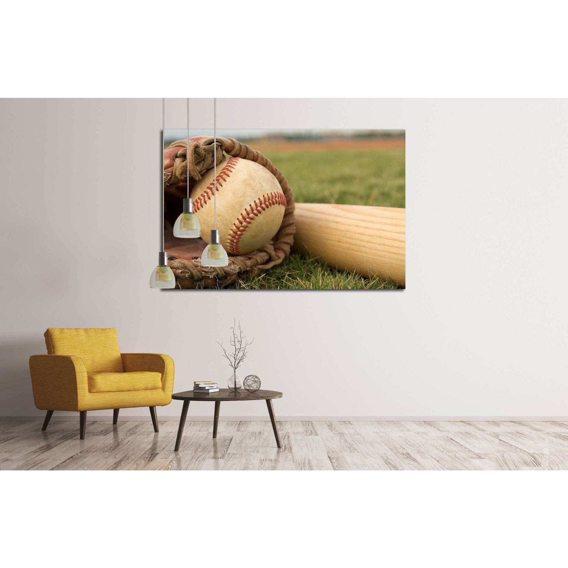Baseball in a Glove near the Baseball Bat №2115 Ready to Hang Canvas PrintCanvas art arrives ready to hang, with hanging accessories included and no additional framing required. Every canvas print is hand-crafted, made on-demand at our workshop and expert