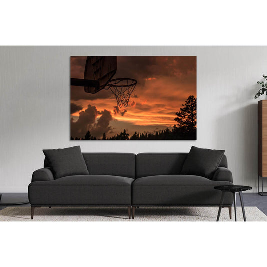 Basketball hoop at sunset №D2029 Ready to Hang Canvas Print - Zellart Canvas Prints 0new, ALL_Products, Sunrise & sunset wall art