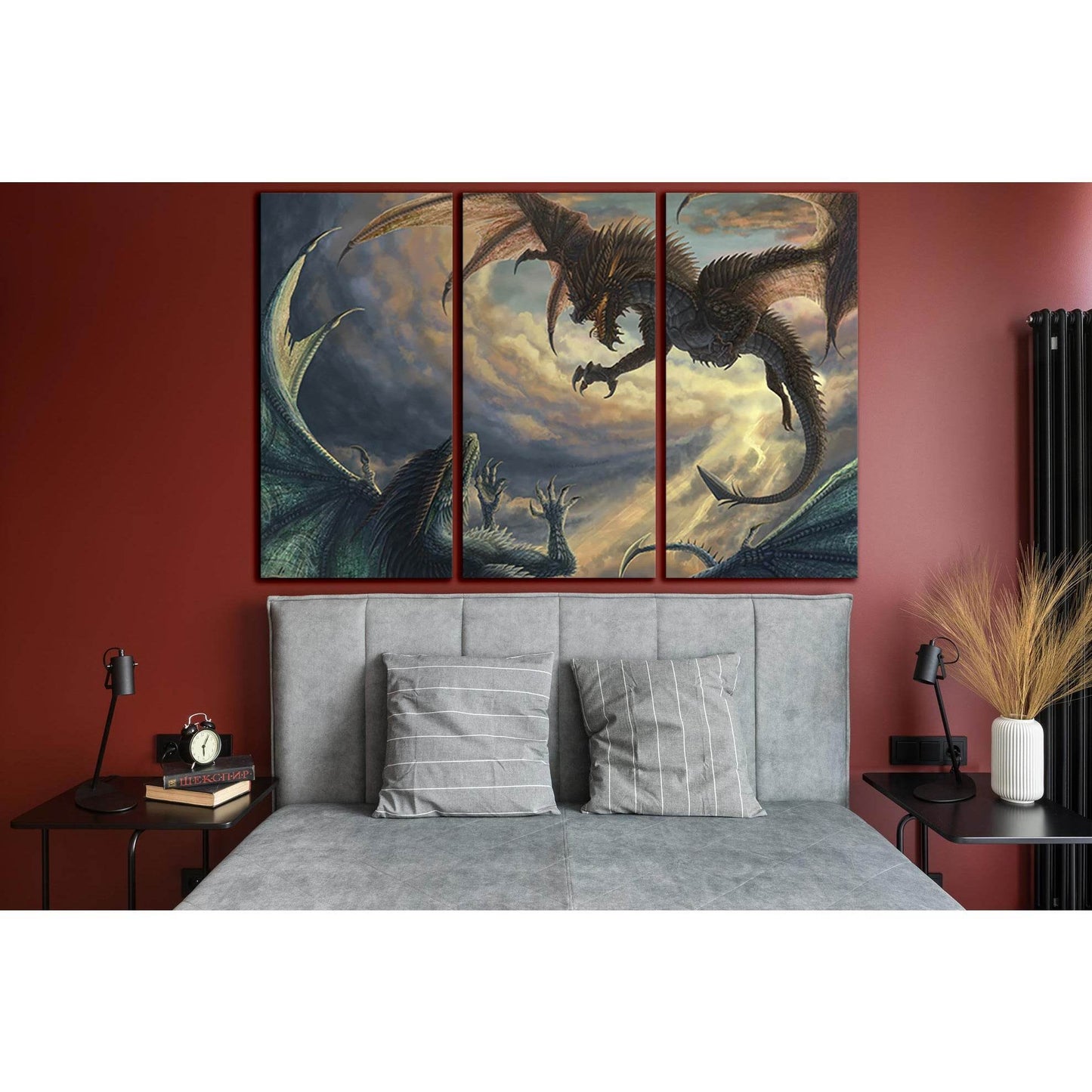 Battle Dragons №SL1270 Ready to Hang Canvas Print - Zellart Canvas Prints 0new, ALL_Products, Fantasy And Sci Fi Wall Art