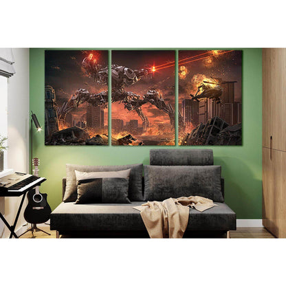 Battle Robot War №SL1298 Ready to Hang Canvas Print - Zellart Canvas Prints 0new, ALL_Products, Fantasy And Sci Fi Wall Art