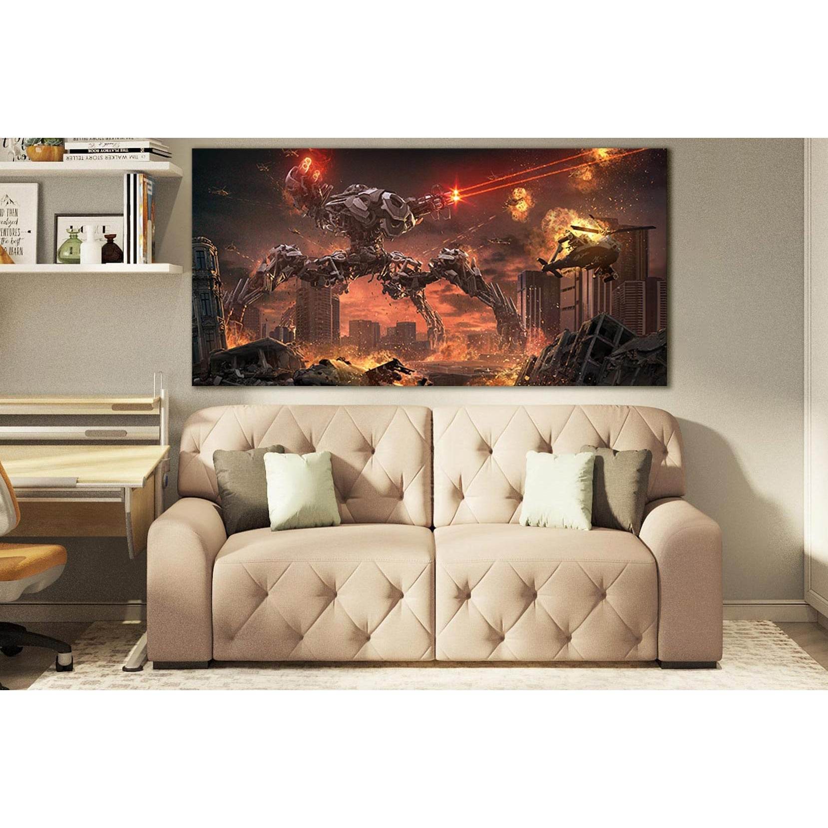 Battle Robot War №SL1298 Ready to Hang Canvas Print - Zellart Canvas Prints 0new, ALL_Products, Fantasy And Sci Fi Wall Art