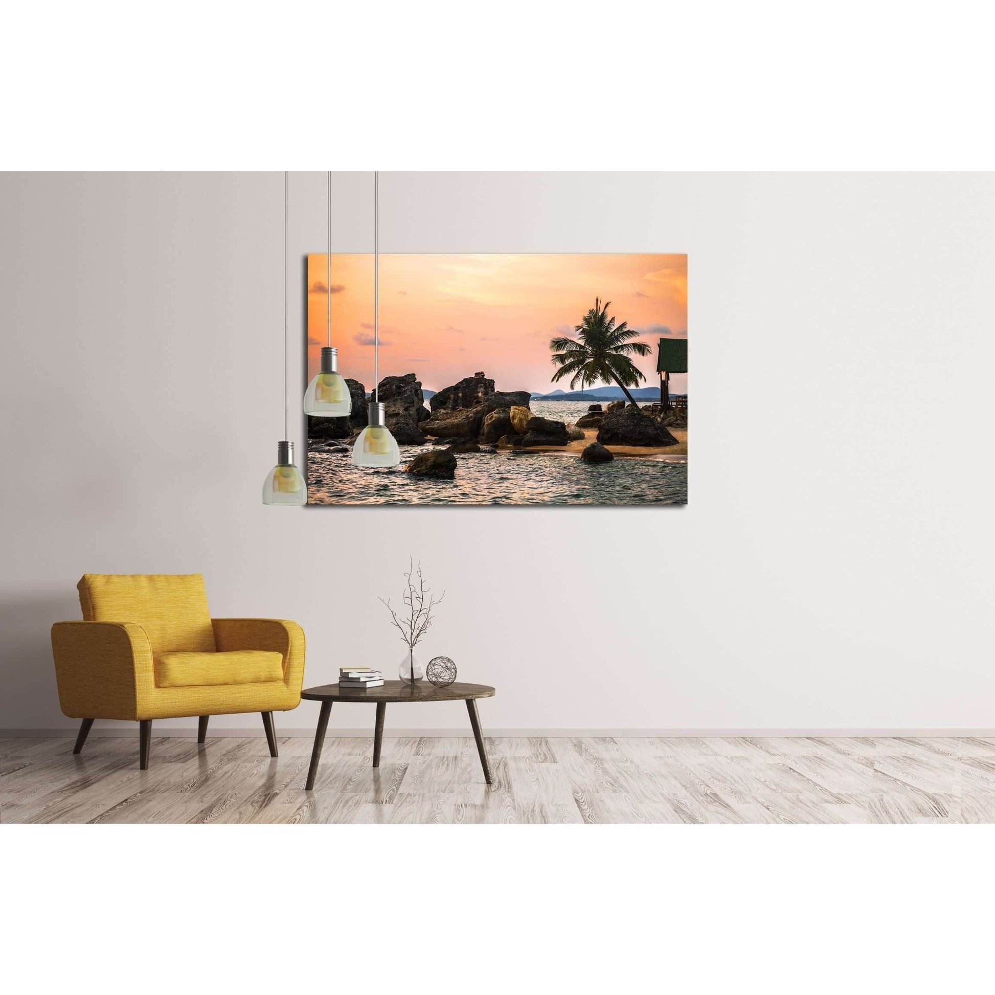 Beach at sunset at Phu Quoc island in Vietnam №3148 Ready to Hang Canvas Print - Zellart Canvas Prints ALL_Products, s-3148