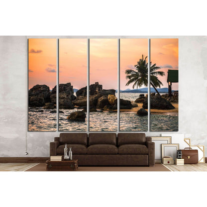 Beach at sunset at Phu Quoc island in Vietnam №3148 Ready to Hang Canvas Print - Zellart Canvas Prints ALL_Products, s-3148
