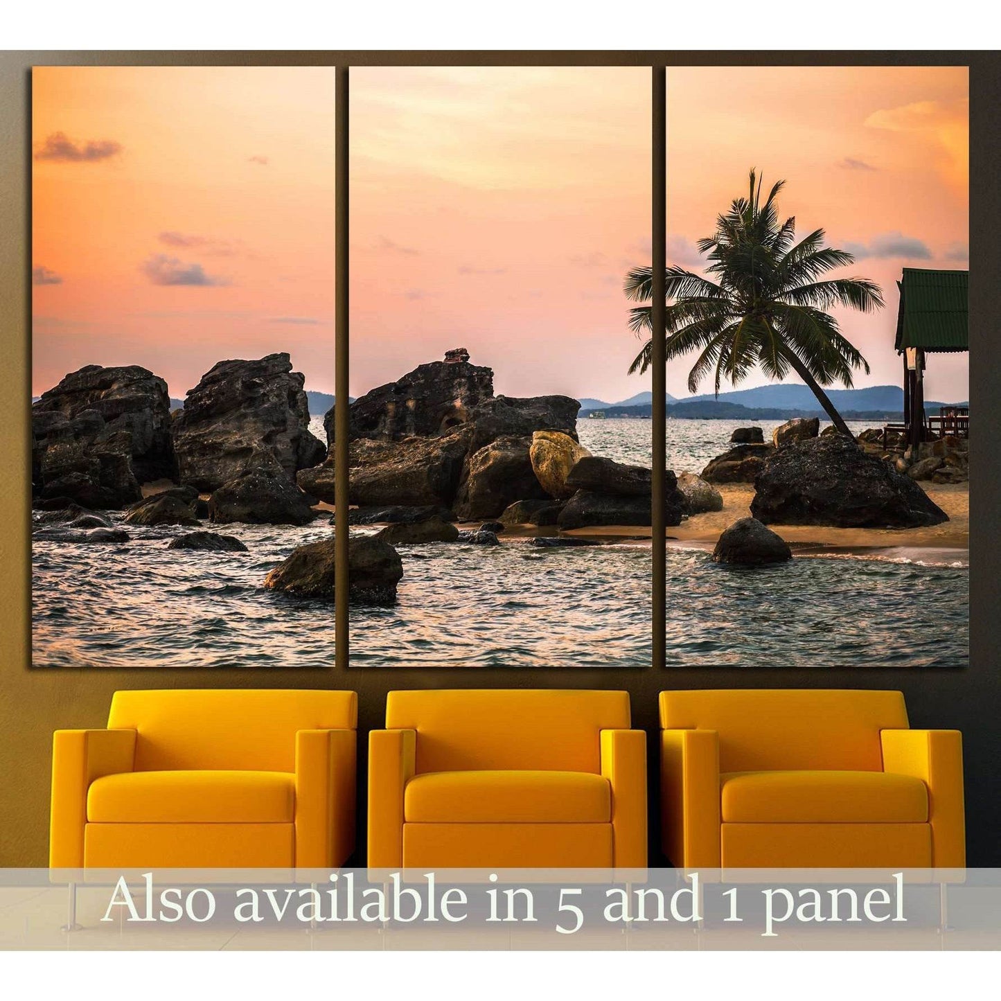 Beach at sunset at Phu Quoc island in Vietnam №3148 Ready to Hang Canvas Print - Zellart Canvas Prints ALL_Products, s-3148