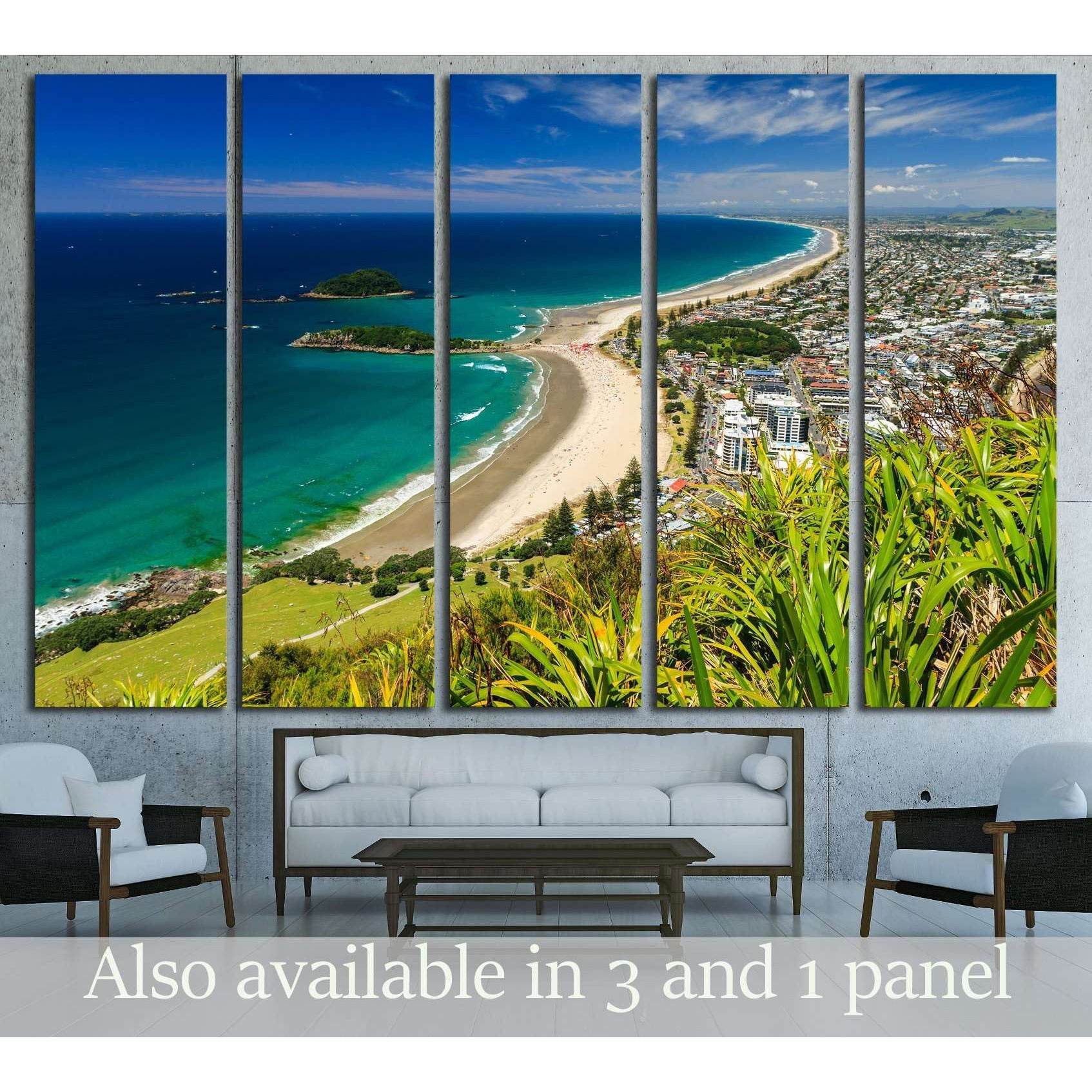 Beach with Blue Sky Landscape, Tauranga City, North Island, New Zealand №2847 Ready to Hang Canvas Print - Zellart Canvas Prints ALL_Products, s-2847