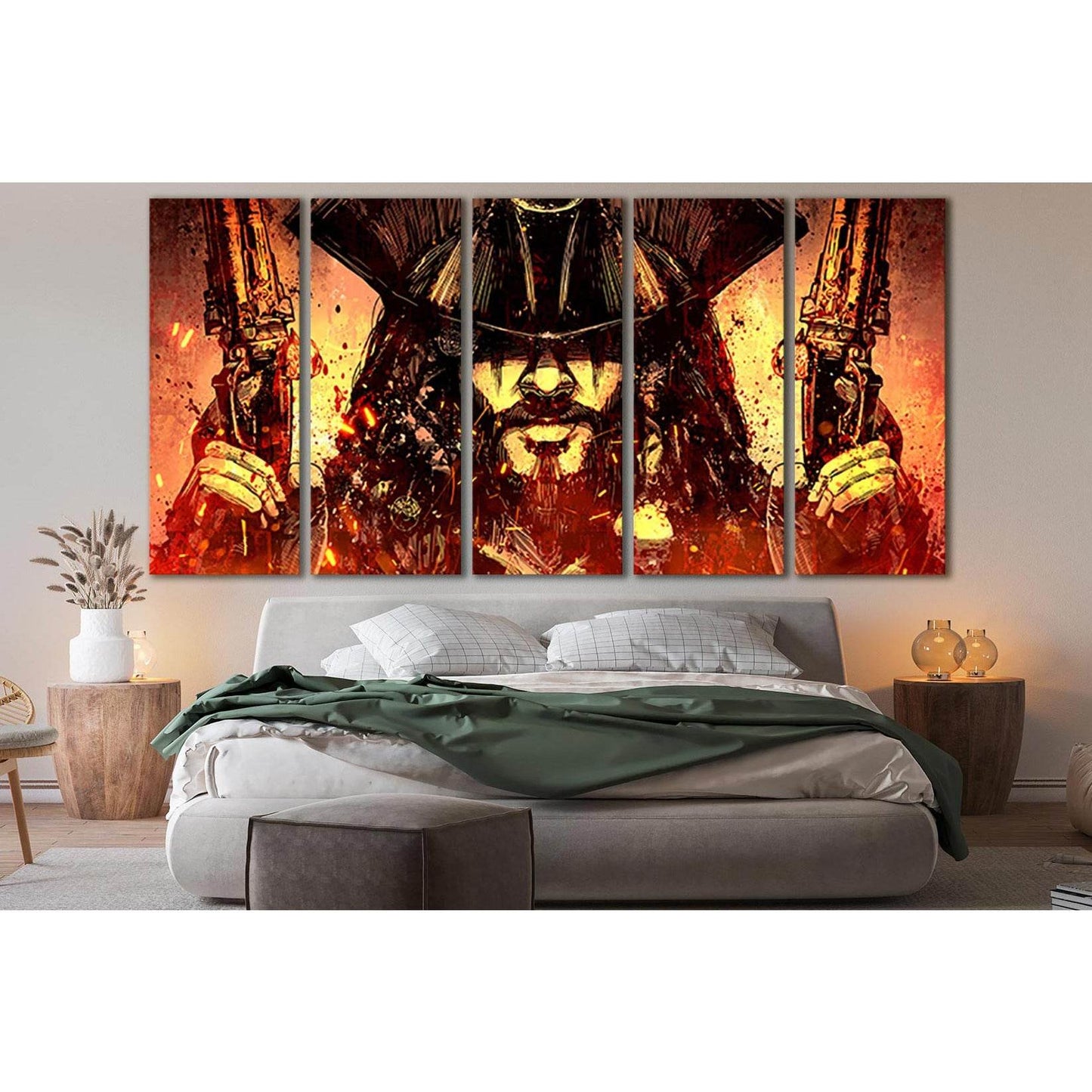 Bearded Pirate With Two Pistols №SL1251 Ready to Hang Canvas Print - Zellart Canvas Prints 0new, ALL_Products, Fantasy And Sci Fi Wall Art