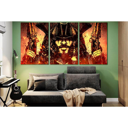 Bearded Pirate With Two Pistols №SL1251 Ready to Hang Canvas Print - Zellart Canvas Prints 0new, ALL_Products, Fantasy And Sci Fi Wall Art